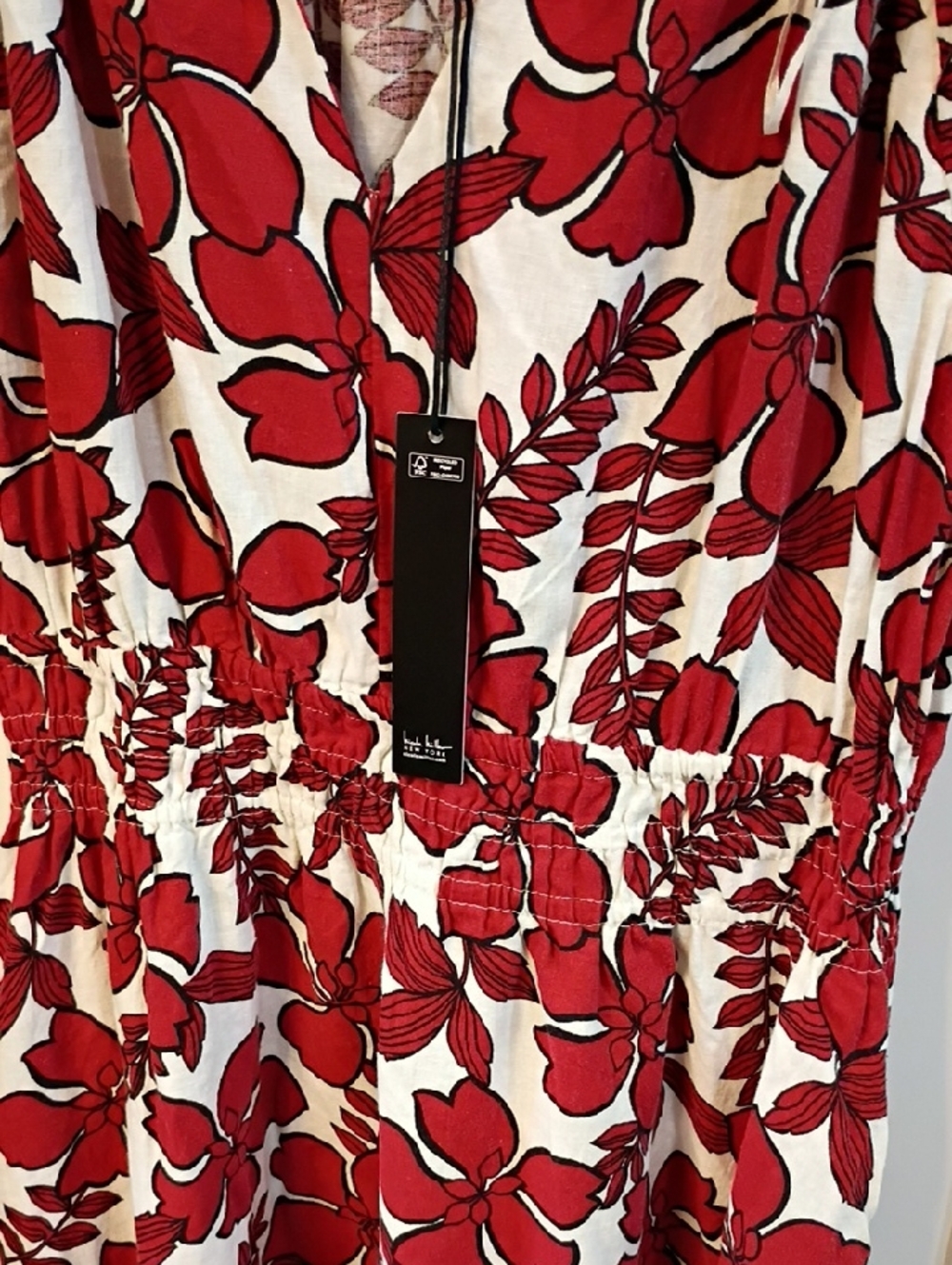 NWT Nicole Miller Red Floral Maxi Dress with V-Neck Size Large - Picture 4 of 10